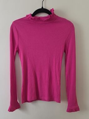 J.Crew Women's Ruffle Trim Turtleneck Pink XS
